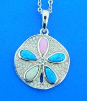 sterling silver sand dollar opal pendant