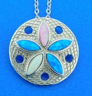 sterling silver opal sand dollar pendant