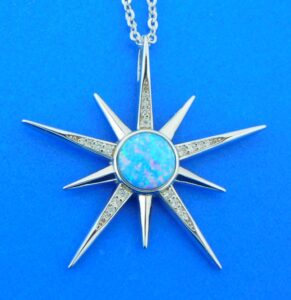 sterling silver & opal star pendant