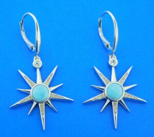 sterling silver & larimar star earrings