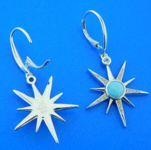 sterling silver & larimar star earrings