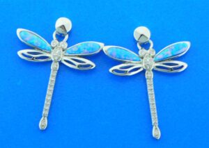 sterling silver dragonfly opal earrings