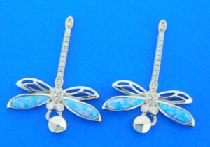 sterling silver dragonfly opal earrings
