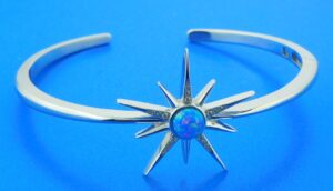 sterling silver & opal star cuff bangle bracelet