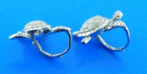 sterling silver sea turtle lever back earrings
