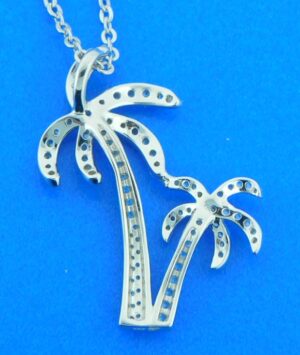 sterling silver cz palm tree pendant