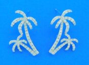 sterling silver cz palm tree post earrings