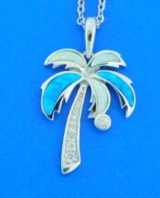 sterling silver palm tree opal pendant