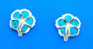 hibiscus earrings sterling silver & opal