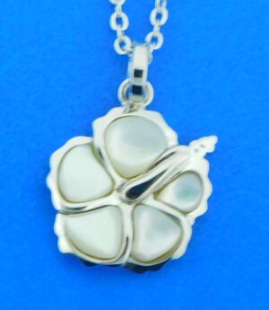 sterling silver & mother of pearl hibiscus pendant