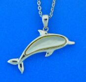 sterling silver & mother of pearl dolphin pendant