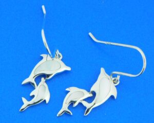 sterling silver dolphin mother of pearl earrings