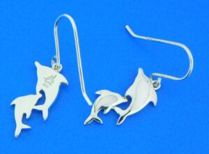 sterling silver dolphin mother of pearl earrings