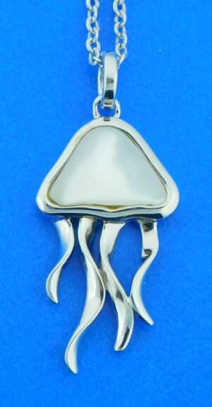 sterling silver mother of pearl jellyfish pendant