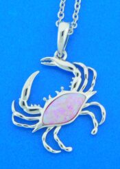 sterling silver crab pink opal pendant