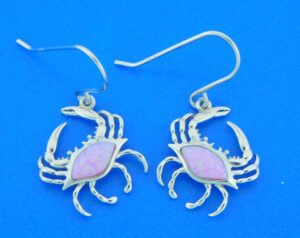 sterling silver crab opal dangle earrings