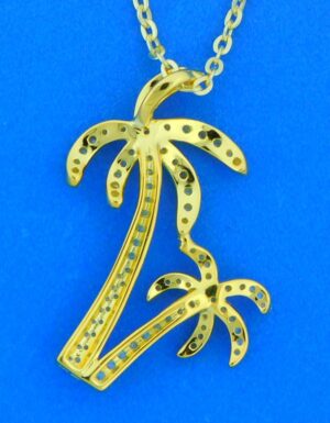 gold plated palm tree pendant, sterling silver