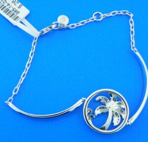 sterling silver palm tree wave bracelet