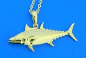 gold plated sterling silver tuna pendant