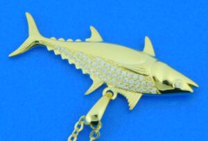 gold plated sterling silver tuna pendant