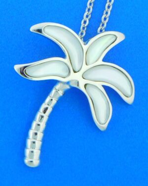 sterling silver palm tree mother of pearl pendant