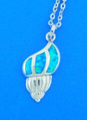 sterling silver & opal conch shell pendant