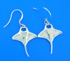 sterling silver manta ray dangle mother of pearl earrings