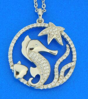 sterling silver seahorse sea life pendant