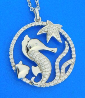 sterling silver seahorse sea life pendant