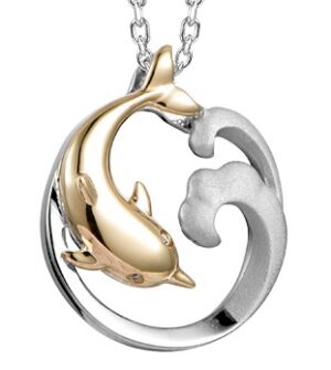 dolphin wave pendant 14k & sterling silver