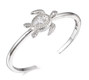 sterling silver sea turtle cuff bracelet