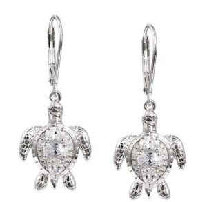 sterling silver sea turtle lever back earrings