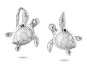 sterling silver sea turtle lever back earrings