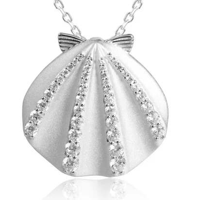 sterling silver sunrise scallop shell pendant