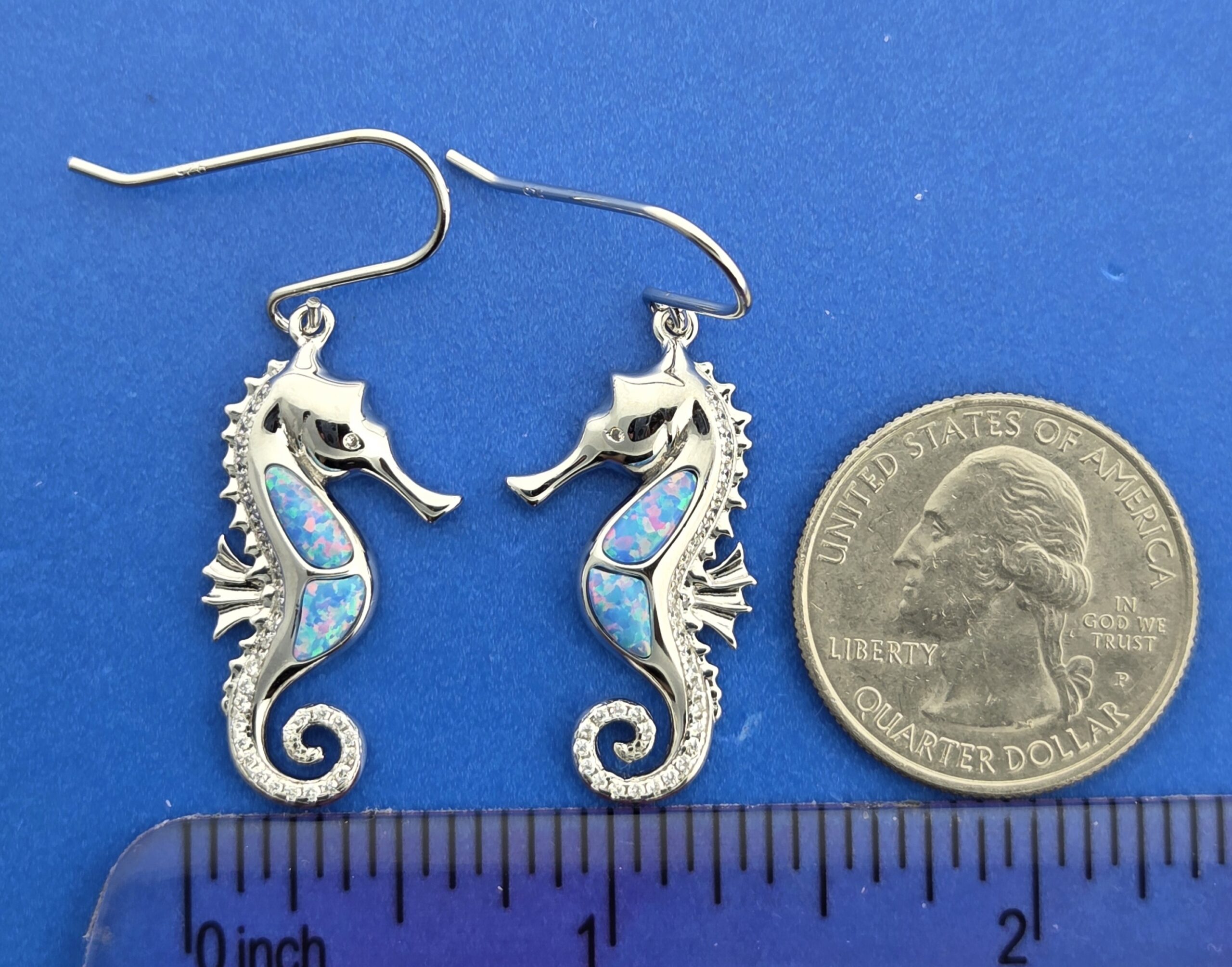 Alamea Seahorse Opal Earrings, Sterling Silver 4 Alamea Seahorse Opal Earrings, Sterling Silver - Image 4