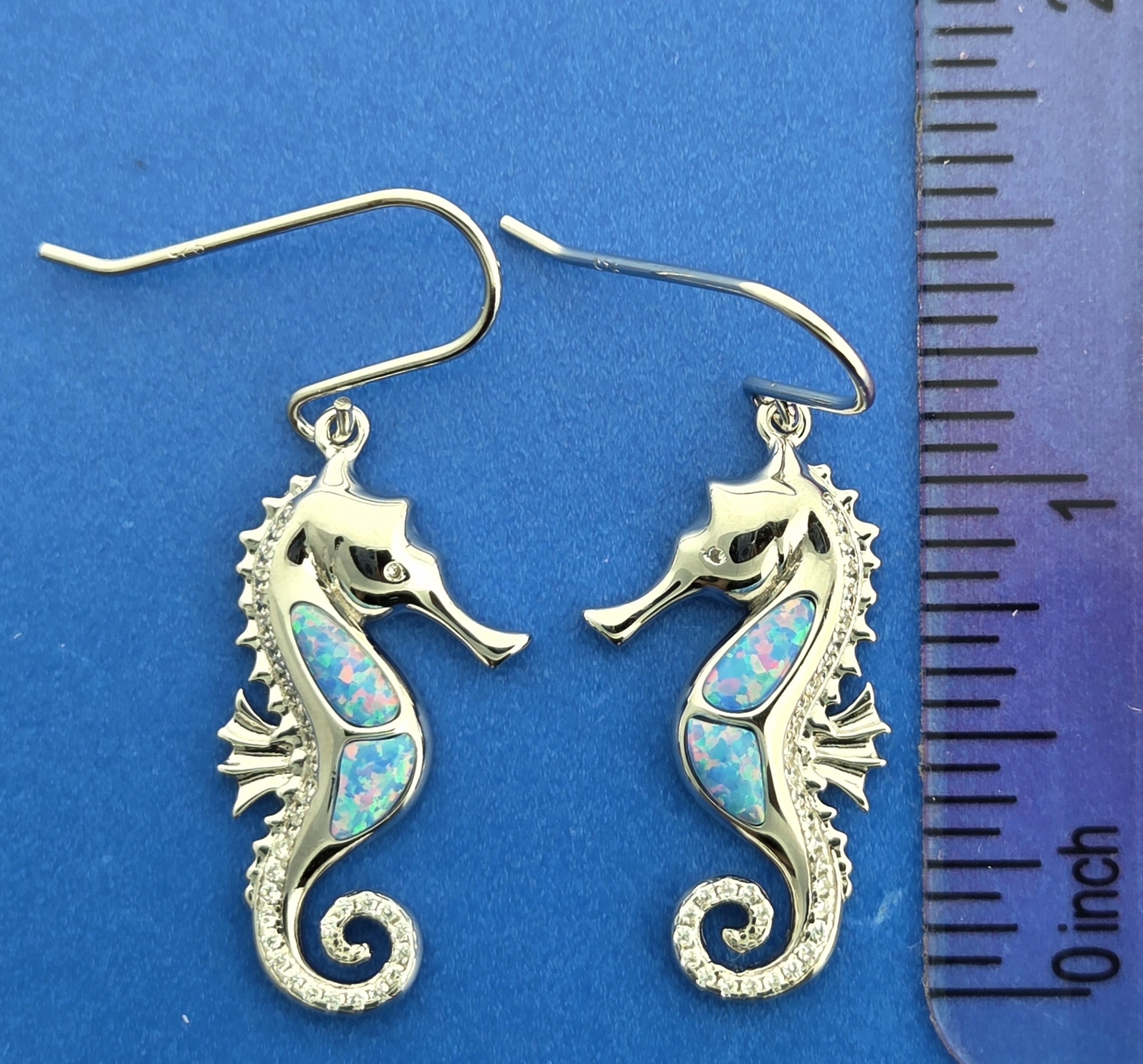 Alamea Seahorse Opal Earrings, Sterling Silver 5 Alamea Seahorse Opal Earrings, Sterling Silver - Image 5