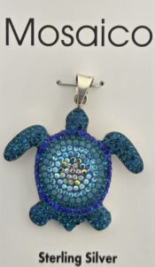 Mosaico Sea Turtle Pendant, Sterling Silver