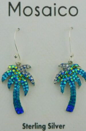 sterling silver and crystal palm tree earrings