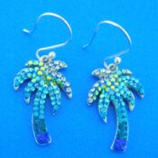 sterling silver and crystal palm tree earrings