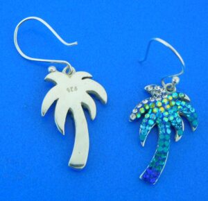 sterling silver and crystal palm tree earrings