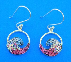 sterling silver & crystal wave dangle earrings