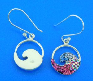 sterling silver & crystal wave dangle earrings