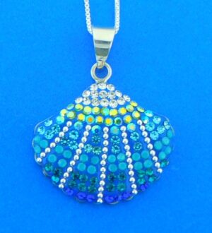 sterling silver shell crystal pendant