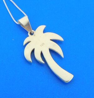 sterling silver crystal palm tree pendant