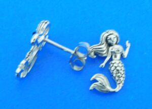 sterling silver mermaid post earrings