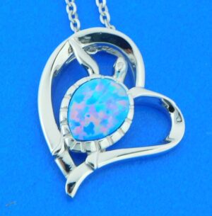 sterling silver sea turtle opal pendant