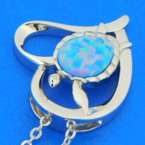 sterling silver sea turtle opal pendant