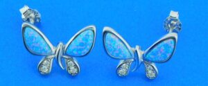 sterling silver opal butterfly post earrings