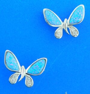 sterling silver opal butterfly post earrings