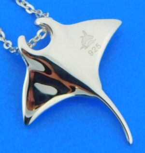 sterling silver & opals manta ray necklace